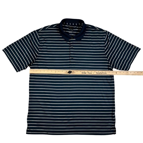 GREG NORMAN Shirt Men's Short Sleeve Striped Embroidered Polo Blue XL - Picture 5 of 10